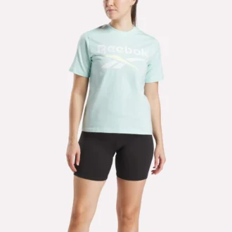 Camiseta de manga corta con cuello redondo y logotipo bicolor para mujer