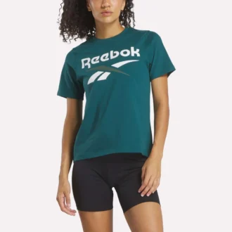 Camiseta de manga corta con cuello redondo y logotipo bicolor para mujer