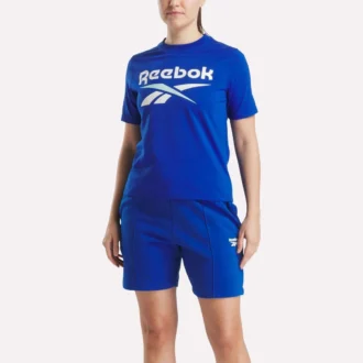 Camiseta de manga corta con cuello redondo y logotipo bicolor para mujer