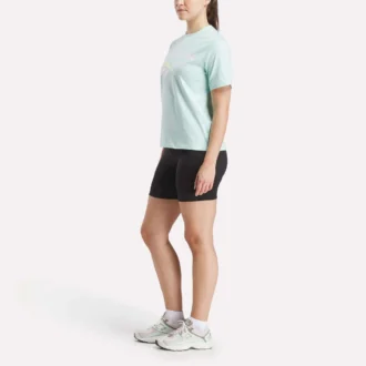 Camiseta de manga corta con cuello redondo y logotipo bicolor para mujer