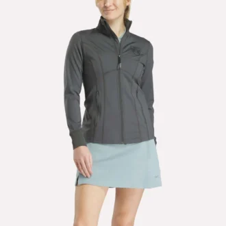 Chaqueta de golf con cremallera completa y costuras de alto rendimiento para mujer