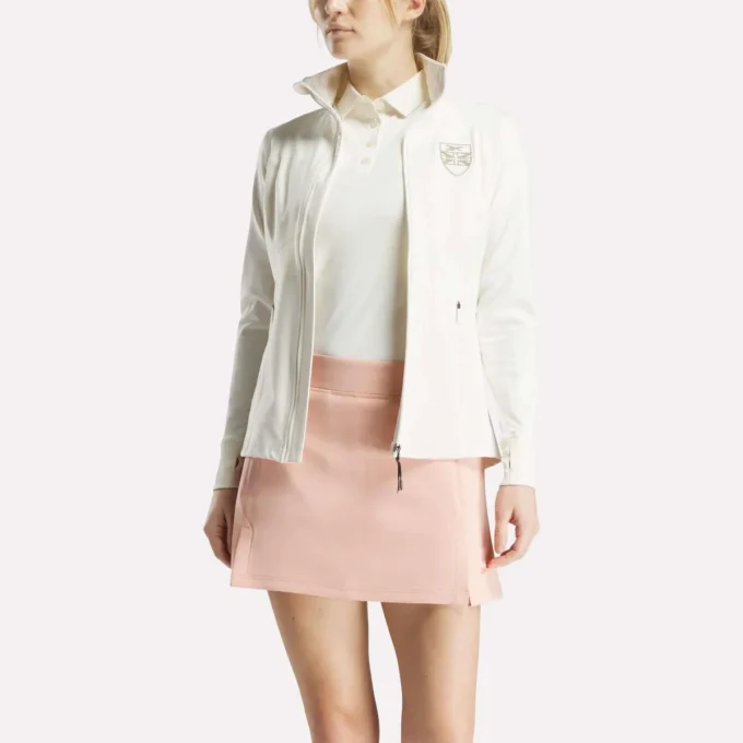 Chaqueta de golf con cremallera completa y costuras de alto rendimiento para mujer Chaqueta de golf con cremallera completa y costuras de alto rendimiento para mujer