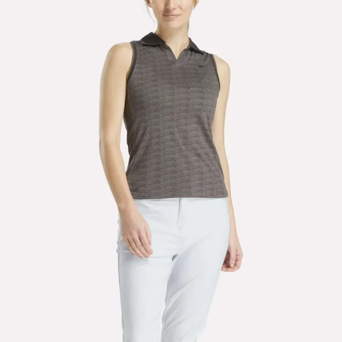 Polo de golf sin mangas Vector Jacquard para mujer Polo de golf sin mangas Vector Jacquard para mujer