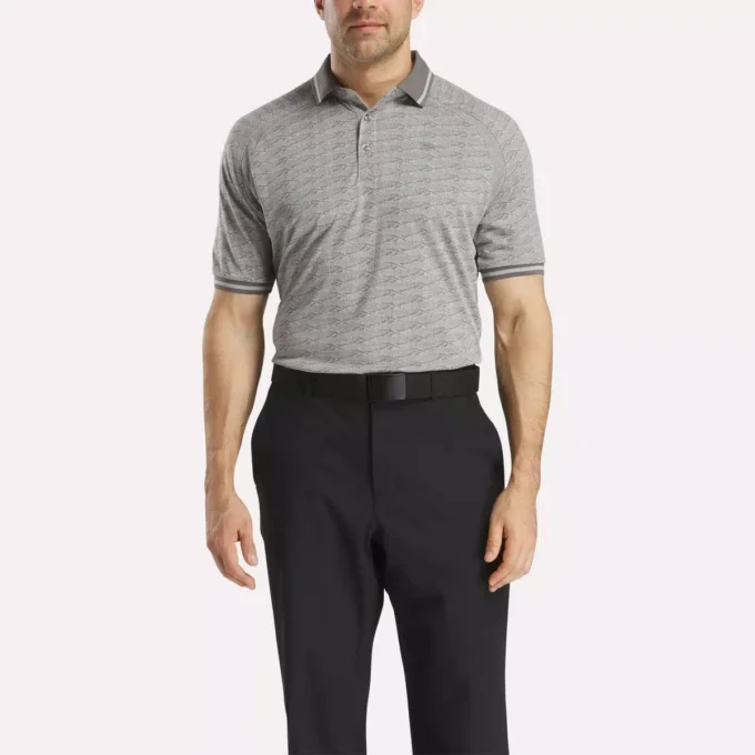 Polo de manga corta para hombre con jacquard Vector tonal y ribete acanalado Polo de manga corta para hombre con jacquard Vector tonal y ribete acanalado