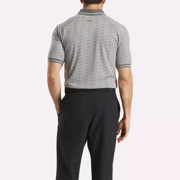 Polo de manga corta para hombre con jacquard Vector tonal y ribete acanalado Polo de manga corta para hombre con jacquard Vector tonal y ribete acanalado
