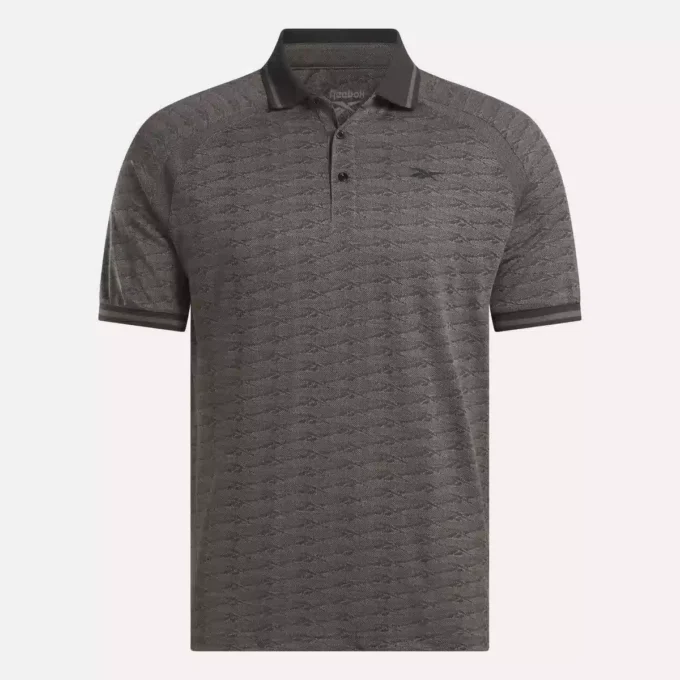 Polo de manga corta para hombre con jacquard Vector tonal y ribete acanalado Polo de manga corta para hombre con jacquard Vector tonal y ribete acanalado