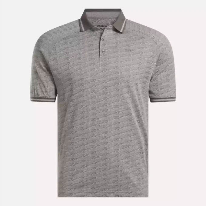Polo de manga corta para hombre con jacquard Vector tonal y ribete acanalado Polo de manga corta para hombre con jacquard Vector tonal y ribete acanalado