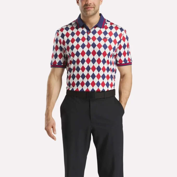 Polo de manga corta Vector Argyle Print para hombre Polo de manga corta Vector Argyle Print para hombre