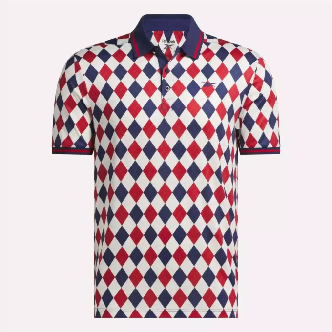 Polo de manga corta Vector Argyle Print para hombre Polo de manga corta Vector Argyle Print para hombre