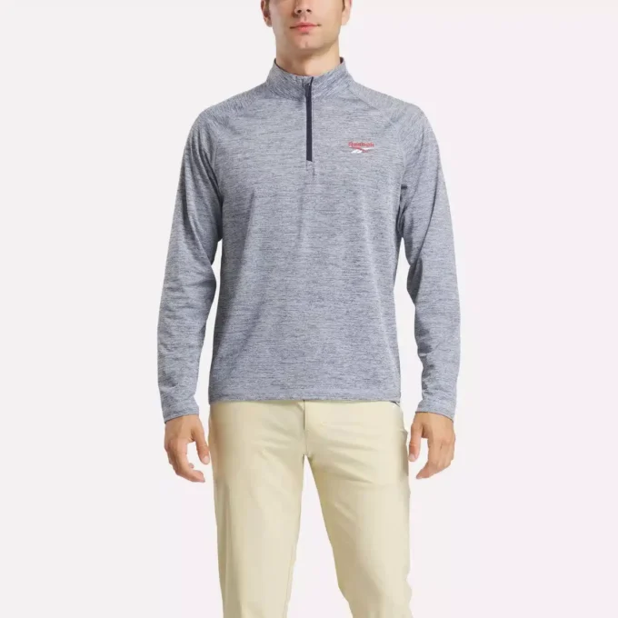 Sudadera con cremallera de un cuarto y tejido catiónico para hombre Sudadera con cremallera de un cuarto y tejido catiónico para hombre