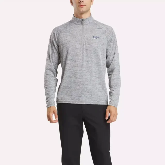 Sudadera con cremallera de un cuarto y tejido catiónico para hombre Sudadera con cremallera de un cuarto y tejido catiónico para hombre