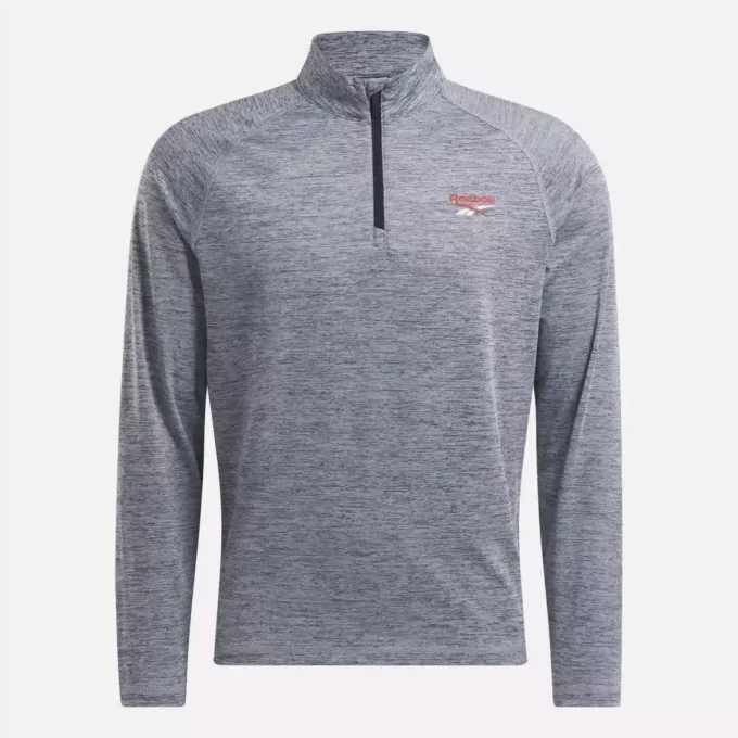Sudadera con cremallera de un cuarto y tejido catiónico para hombre Sudadera con cremallera de un cuarto y tejido catiónico para hombre