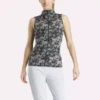 Top de golf sin mangas y cuello alto para mujer – Estampado abstracto Vector Top de golf sin mangas y cuello alto para mujer – Estampado abstracto Vector