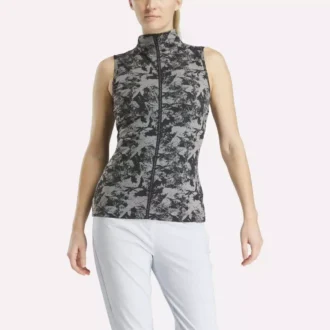 Top de golf sin mangas y cuello alto para mujer – Estampado abstracto Vector
