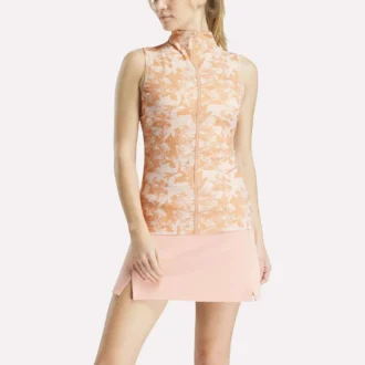 Top de golf sin mangas y cuello alto para mujer – Estampado abstracto Vector