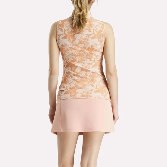 Top de golf sin mangas y cuello alto para mujer – Estampado abstracto Vector Top de golf sin mangas y cuello alto para mujer – Estampado abstracto Vector