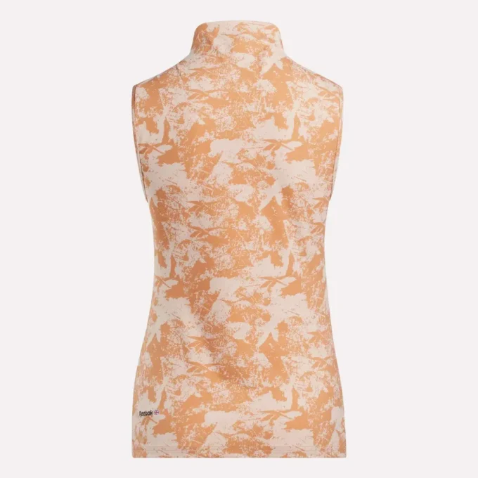 Top de golf sin mangas y cuello alto para mujer – Estampado abstracto Vector Top de golf sin mangas y cuello alto para mujer – Estampado abstracto Vector
