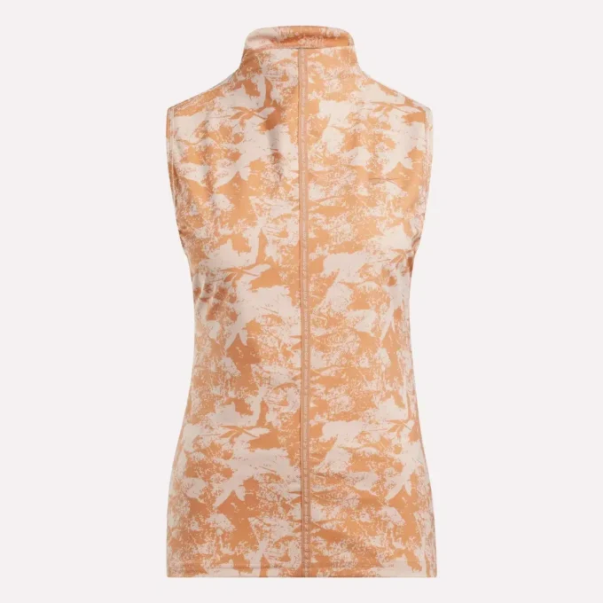 Top de golf sin mangas y cuello alto para mujer – Estampado abstracto Vector Top de golf sin mangas y cuello alto para mujer – Estampado abstracto Vector