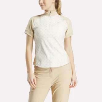 Top de manga corta con cremallera de 1/4 y estampado mini argyle para mujer