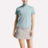 Top de manga corta con cremallera de 1/4 y estampado mini argyle para mujer Top de manga corta con cremallera de 1/4 y estampado mini argyle para mujer