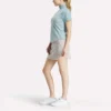 Top de manga corta con cremallera de 1/4 y estampado mini argyle para mujer Top de manga corta con cremallera de 1/4 y estampado mini argyle para mujer