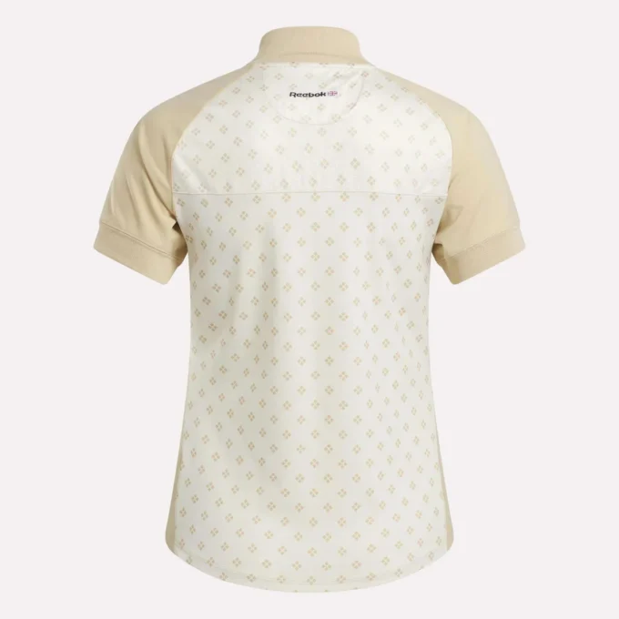 Top de manga corta con cremallera de 1/4 y estampado mini argyle para mujer Top de manga corta con cremallera de 1/4 y estampado mini argyle para mujer
