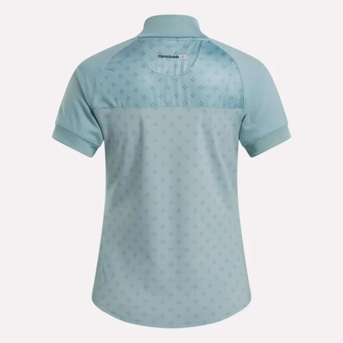 Top de manga corta con cremallera de 1/4 y estampado mini argyle para mujer Top de manga corta con cremallera de 1/4 y estampado mini argyle para mujer