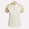 Top de manga corta con cremallera de 1/4 y estampado mini argyle para mujer Top de manga corta con cremallera de 1/4 y estampado mini argyle para mujer