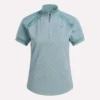 Top de manga corta con cremallera de 1/4 y estampado mini argyle para mujer Top de manga corta con cremallera de 1/4 y estampado mini argyle para mujer